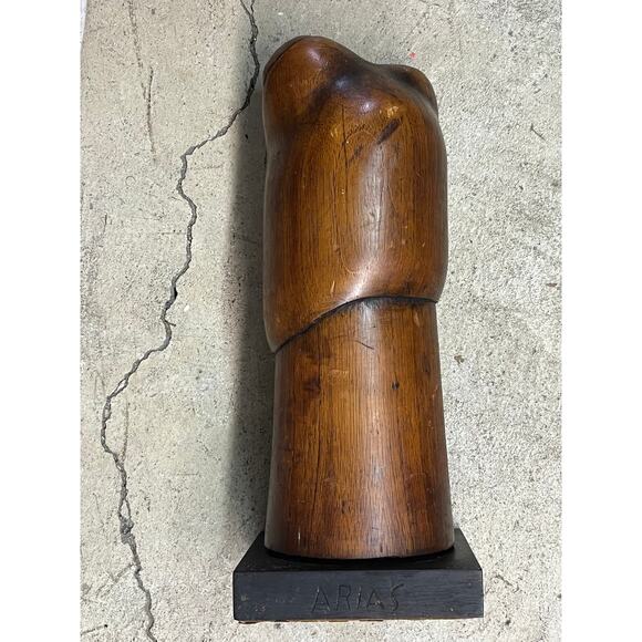 Vintage Arias Wood Carving Sculpture Woman & Child, 10" - Picture 13 of 16